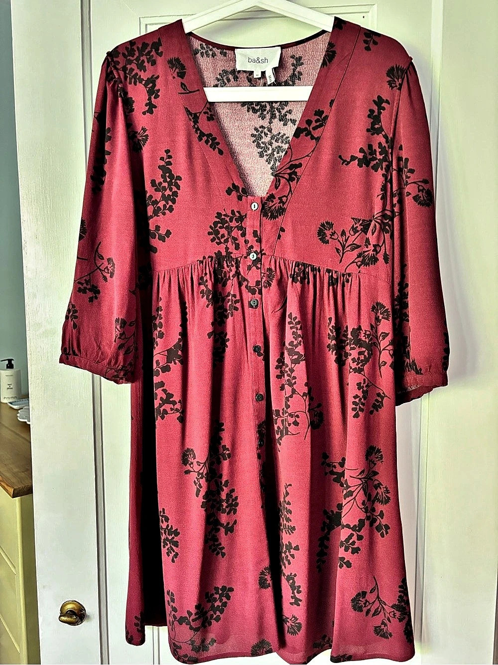 Ba&sh Dress in Burgundy and Blackberry Print size M